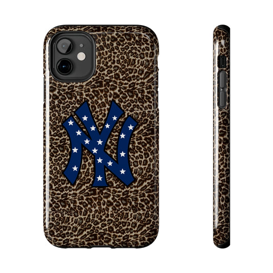 Leopard New York Phone case, iPhone 15, iPhone 14, iPhone 13, etc. Protective Tough double layered phone case. Trendy, Cute, Aesthetic Case