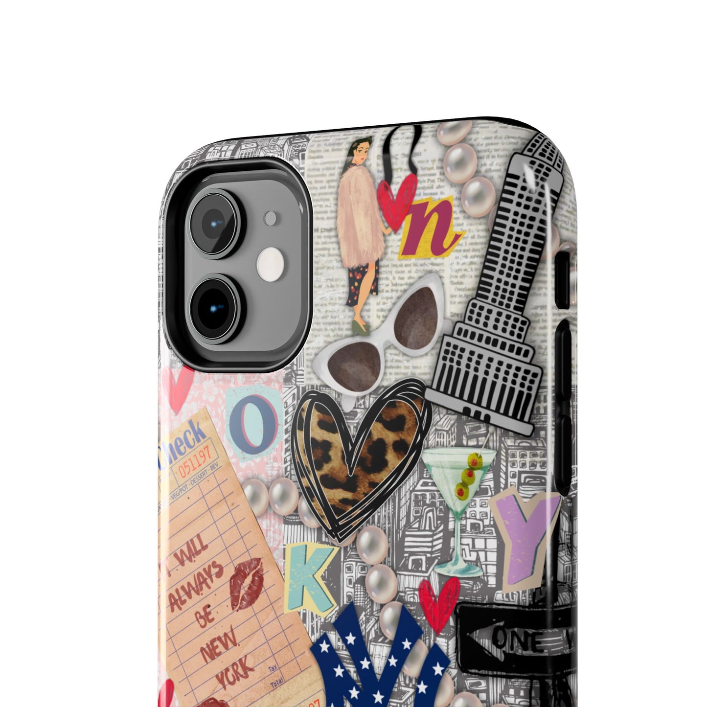 New York Aesthetic Phone case, iPhone 15, iPhone 14, iPhone 13, etc. Protective Tough double layered phone case. Trendy, Cute Collage Case